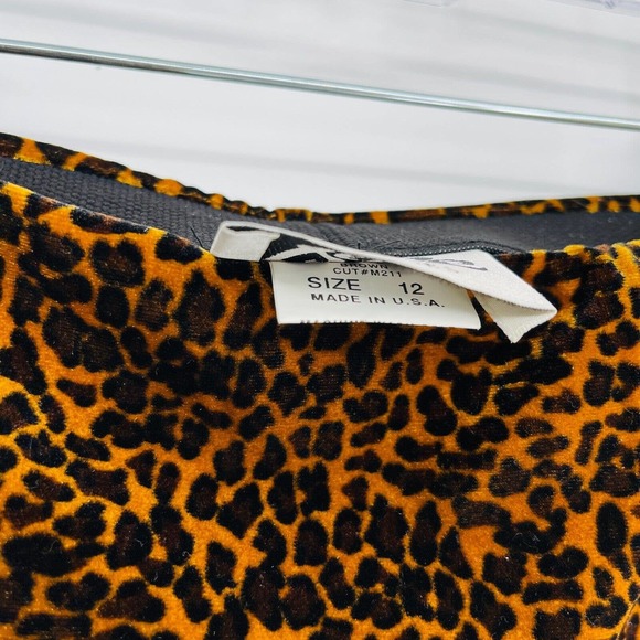 VTG 90s Y2K VeVe Dresses Velvet Leopard Outfit Top Skirt Beaded STRETCH Women 12 - Picture 9 of 11